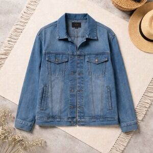 Triot Los Angeles Dark Denim Jacket 100% Cotton Mens Size Large